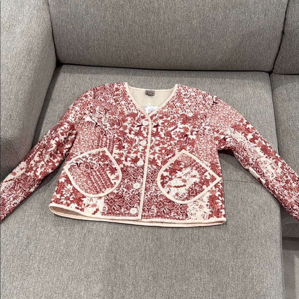 Como Vintage Red and Cream Floral Blazer